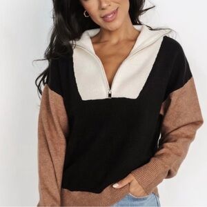 Black and Brown Colorblock Sweater